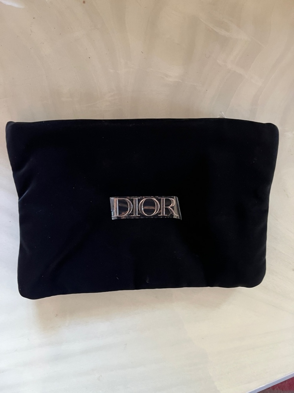 Dior Black Toiletry Pouch with Silver Logo Plaque